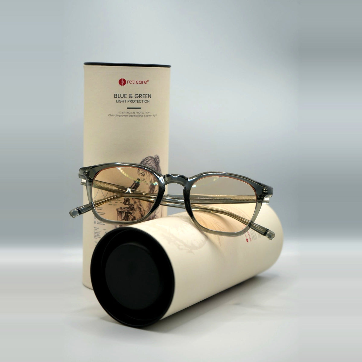 Gafas Reticare Balance Gris sobre su tubo